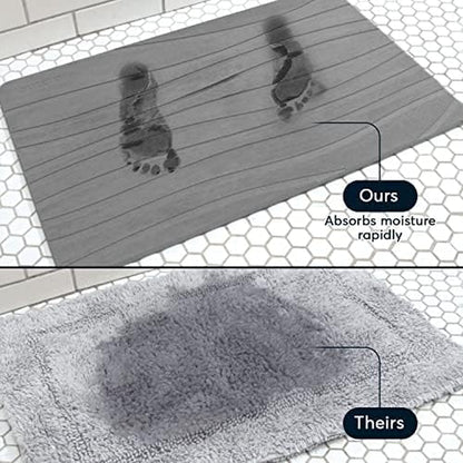 Gray Stone Bath Mat – Quick-Dry, Ultra-Absorbent, Non-Slip Design