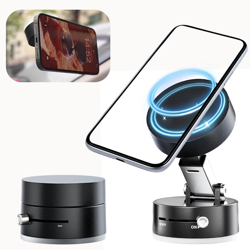 2-in-1 Vacuum Magnetic Phone Holder – Double-Sided Suction Mount for Car, Gym & Kitchen