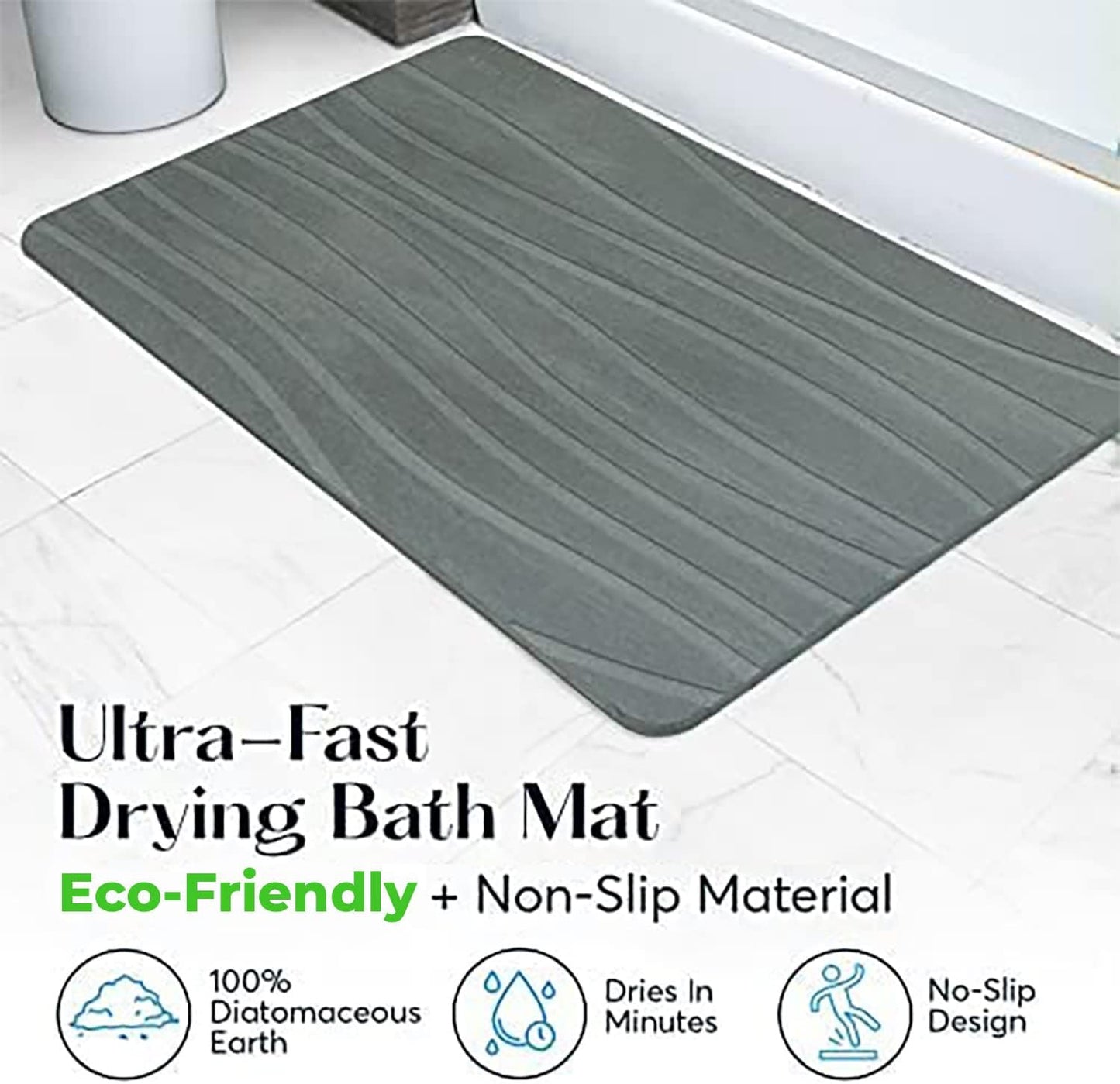 Gray Stone Bath Mat – Quick-Dry, Ultra-Absorbent, Non-Slip Design